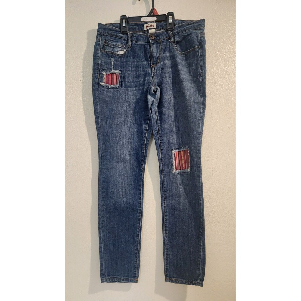 Mudd Jeans Women Size 11 Medium Rise Distressed Tapered Denim
